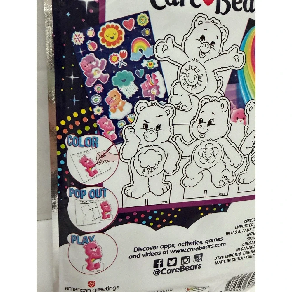 Care Bears Pop-Outz Take-n-Play Color and Play Activity Kit Stickers Markers NEW